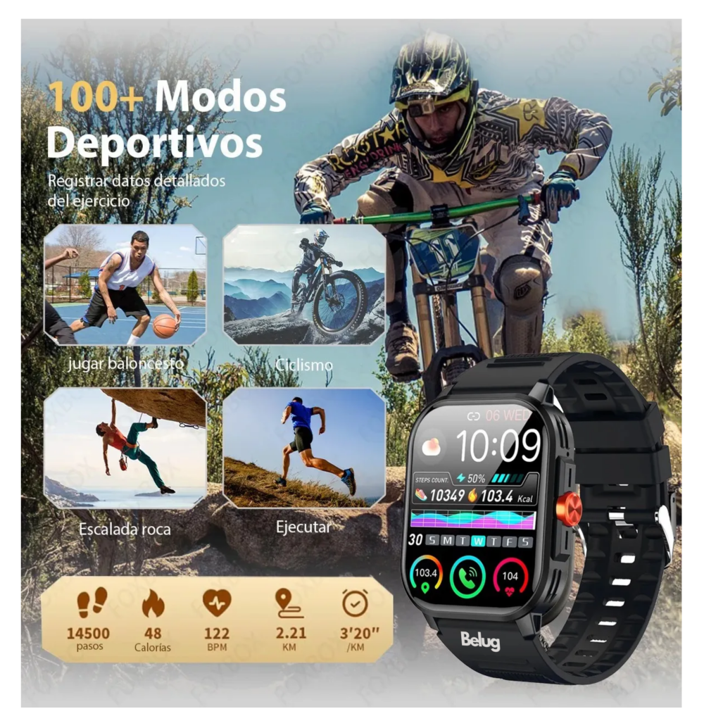 Foto 3 pulgar | Smartwatch Reloj Inteligente Llamadas 1.81 Belug   Color Negro