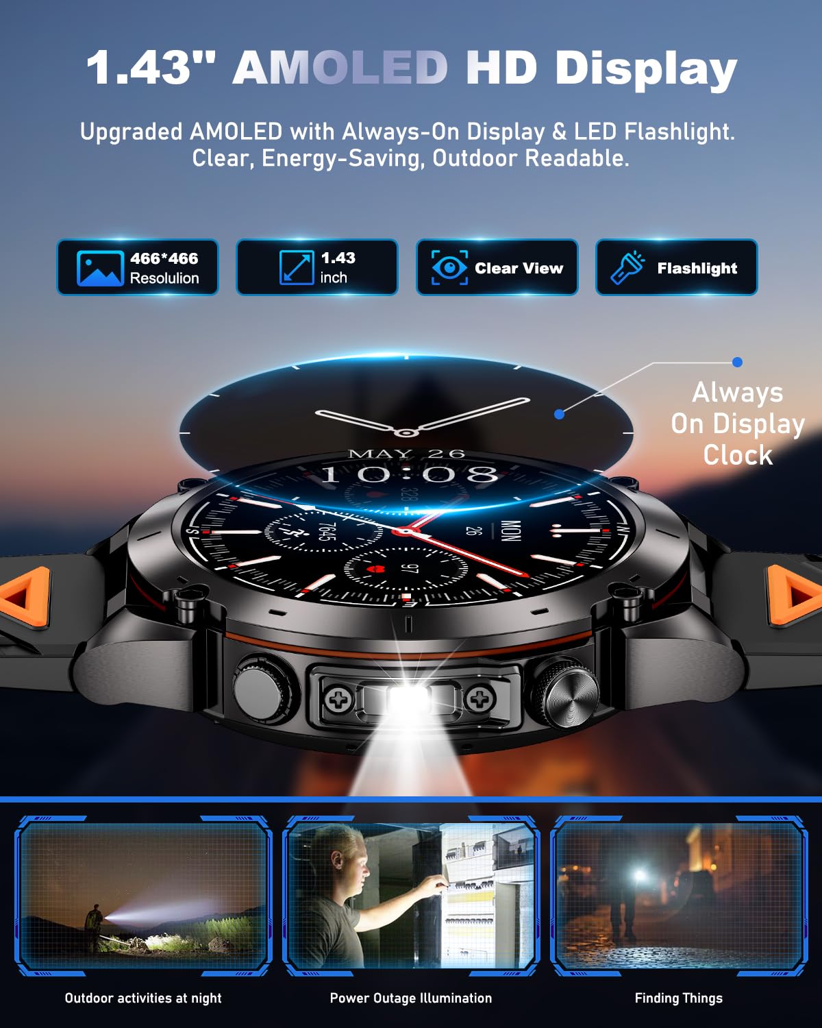 Foto 5 pulgar | Reloj Inteligente Podoeil Gps Military 1.43'' Amoled Para Hombre - Venta Internacional.