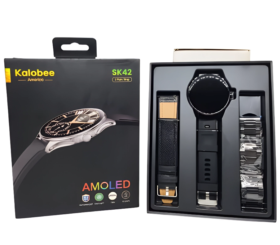 Foto 2 pulgar | Smartwatch Color Negro Kalobee Sk42 Con 3 Pares De Correas Asistente De Voz Chat GPT  Monitoreo Fitness.