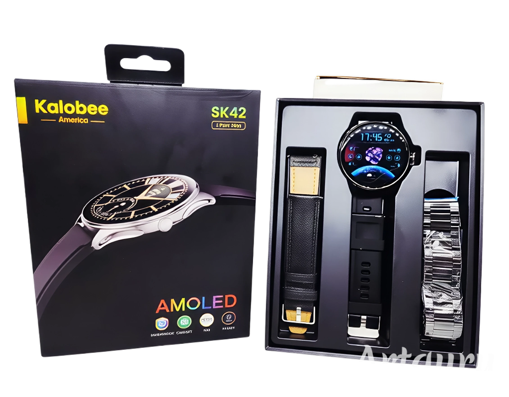 Foto 9 pulgar | Smartwatch Color Negro Kalobee Sk42 Con 3 Pares De Correas Asistente De Voz Chat GPT  Monitoreo Fitness.