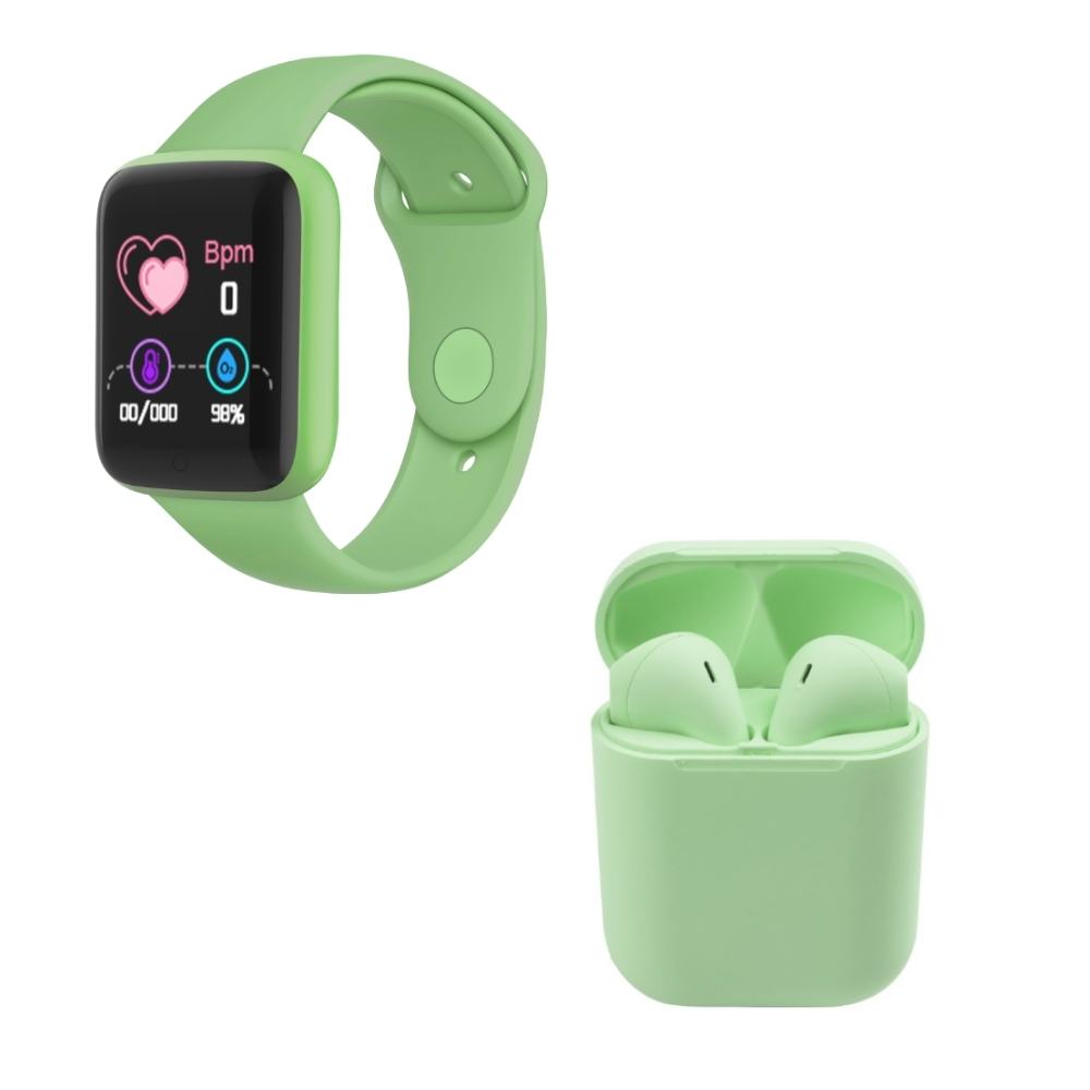 Foto 2 pulgar | Kit Smartwatch y Audífonos Inalámbricos color Verde