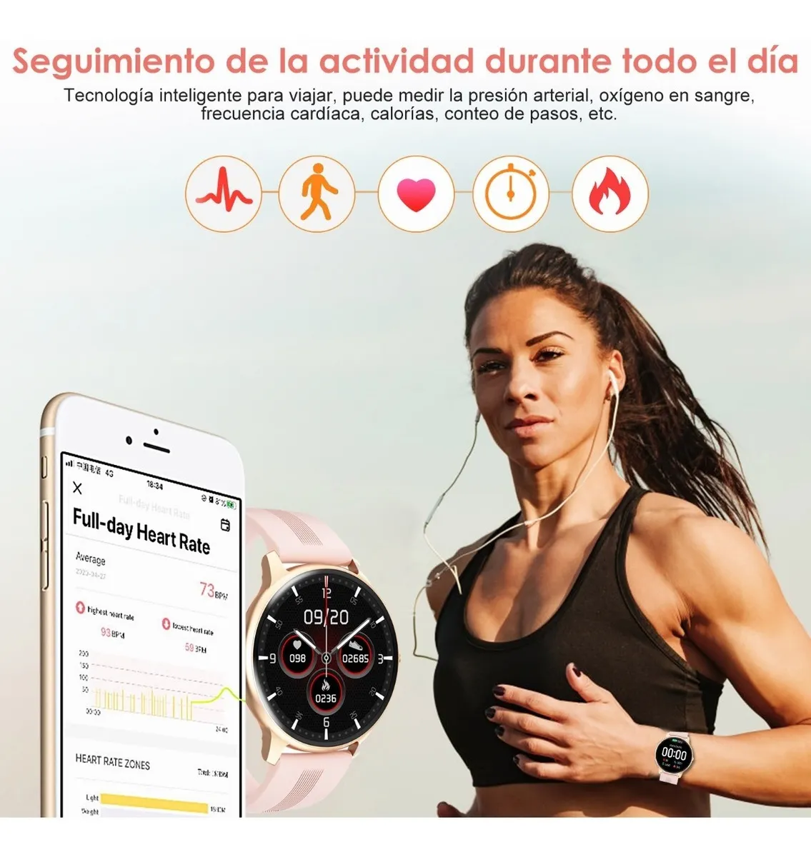 Foto 3 pulgar | Reloj Deportivo Malubero Smartwatch Bluetooth  Rosa