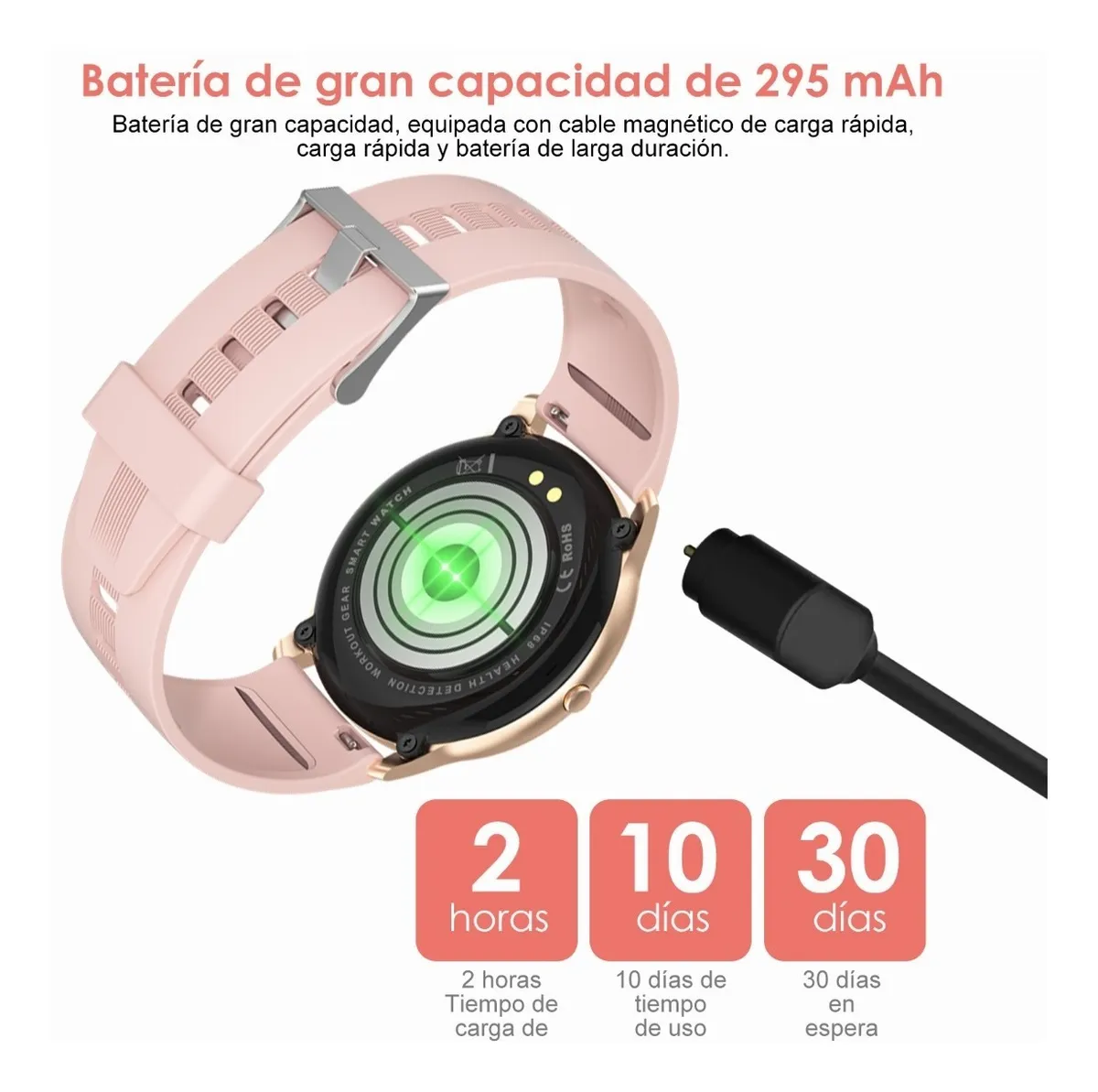 Foto 4 pulgar | Reloj Deportivo Malubero Smartwatch Bluetooth  Rosa