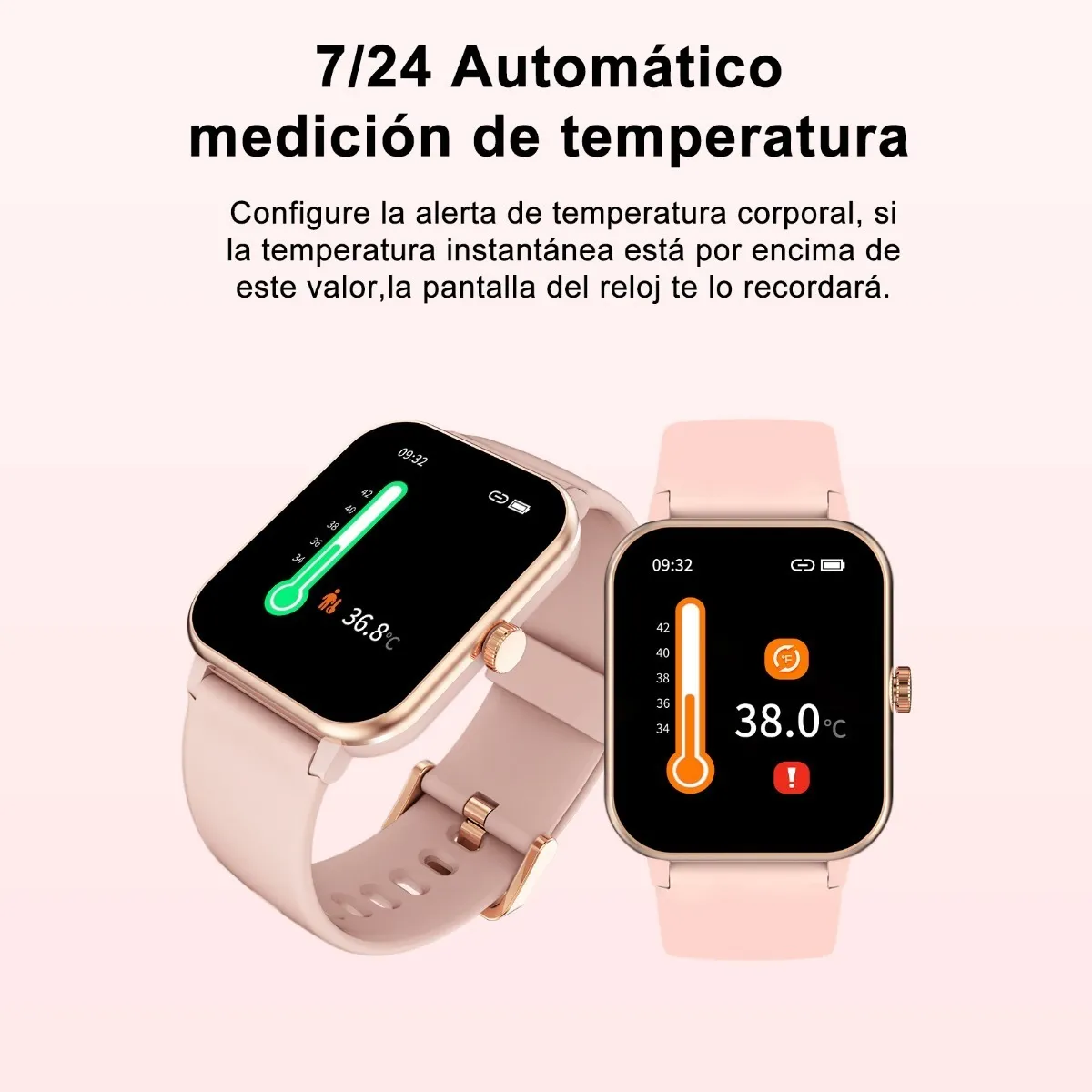 Foto 3 pulgar | Reloj SmartWatch IOWODO con Temperatura Pulsera Doble color Rosa para Mujer