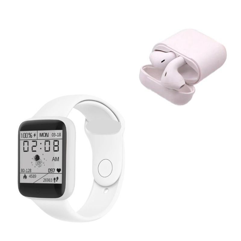 Kit de Smartwatch M51 y Audífonos Inalámbricos E21 color Blanco