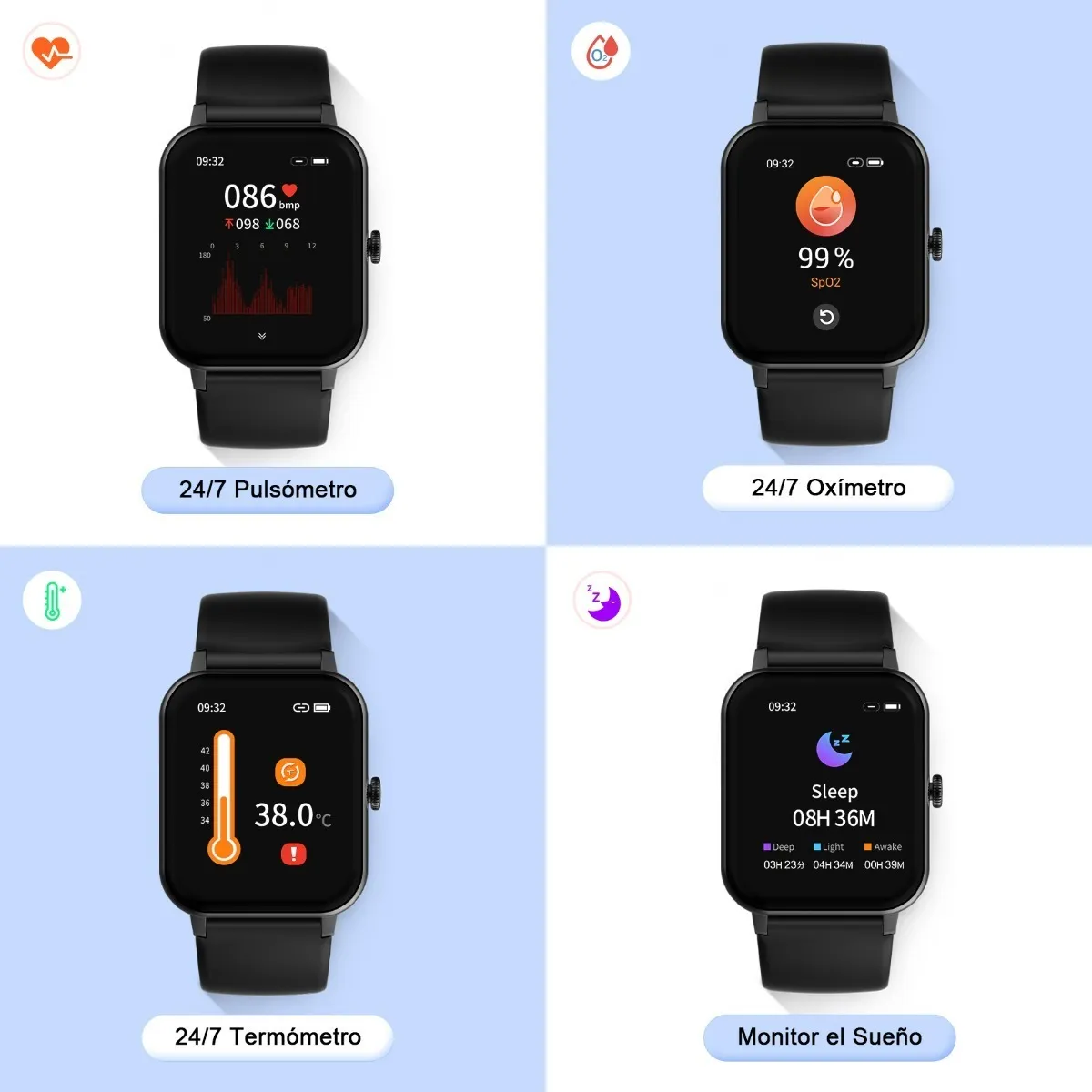 Foto 4 pulgar | Smartwatch Iowodo para Mujer Pulsera Doble Negro