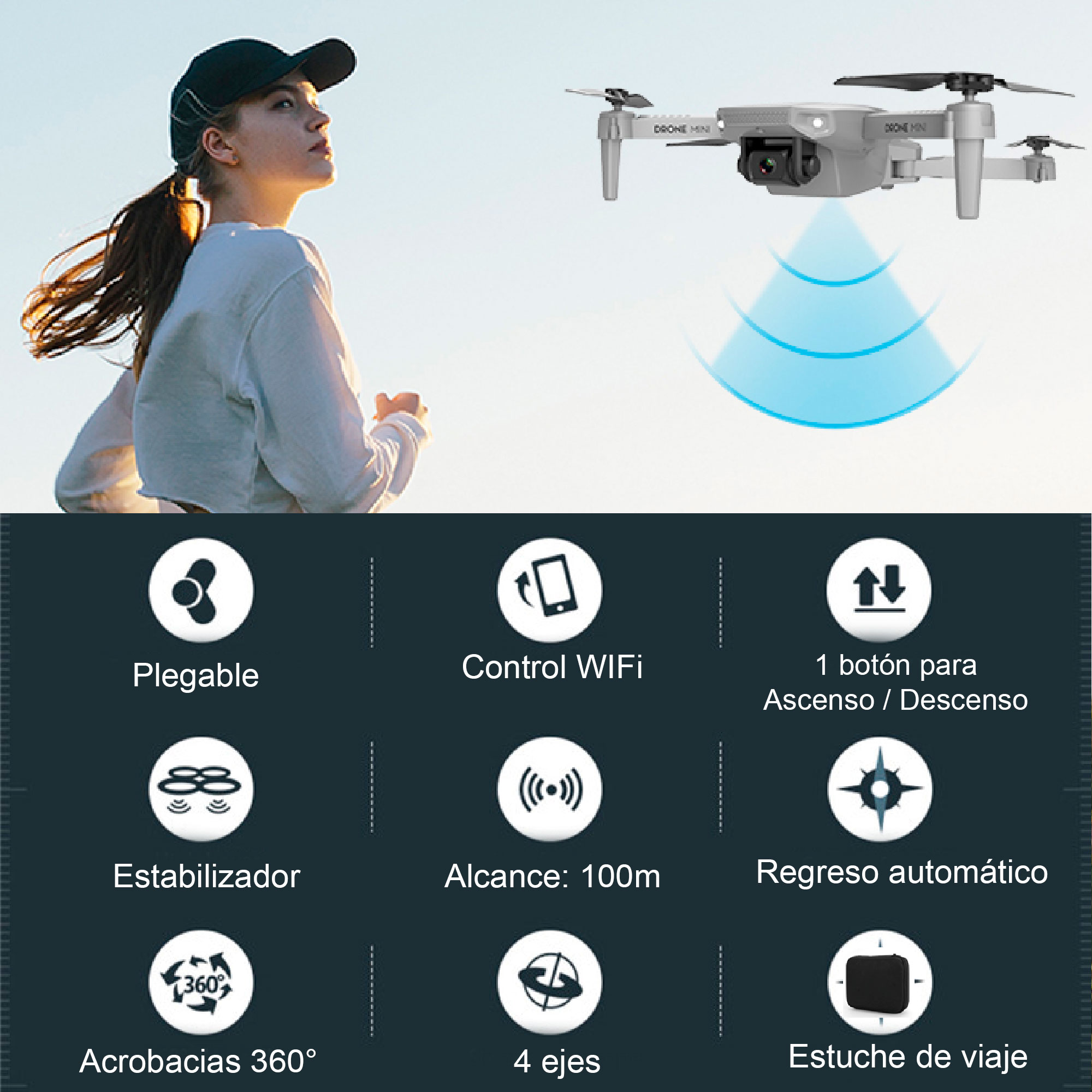 Foto 3 | Drone Vak K1 Doble Cámara 4k Wifi Control 360 6 Ejes