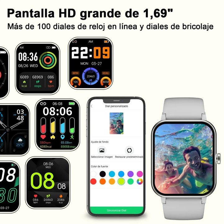 Foto 3 pulgar | Reloj Inteligente PETUKITA BOX R3 PRO color Gris con Bluetooth Pantalla de 1,69 ''