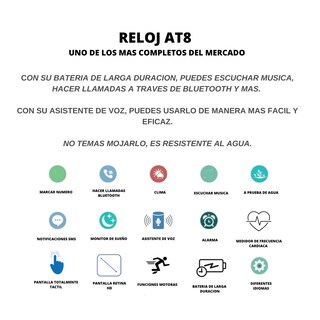 Foto 3 | Reloj Digital Smartwatch Genérico Serie At8 Resistente Al Agua Color Plata