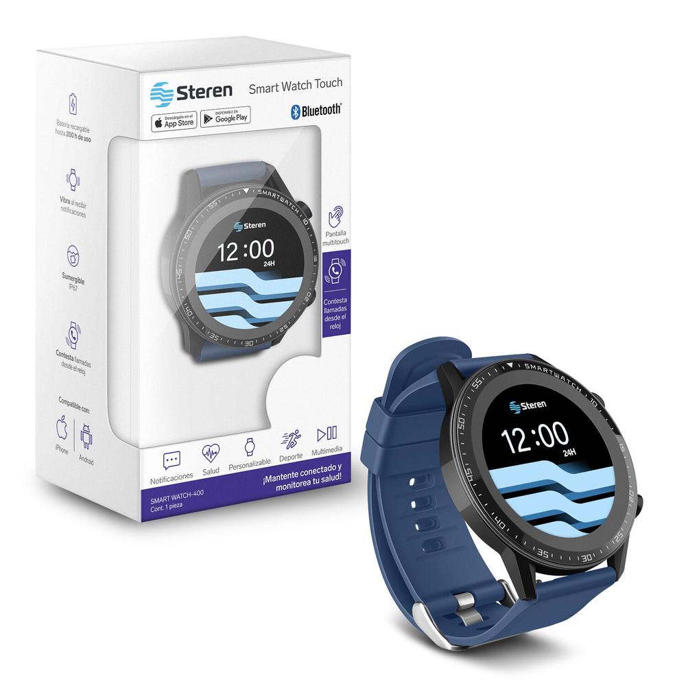 Foto 4 pulgar | Smartwatch Steren SMART WATCH-400 color Azul con Altavoz y Micrófono