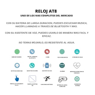Foto 3 | Smartwatch Serie AT8 Resistente al Agua Azul
