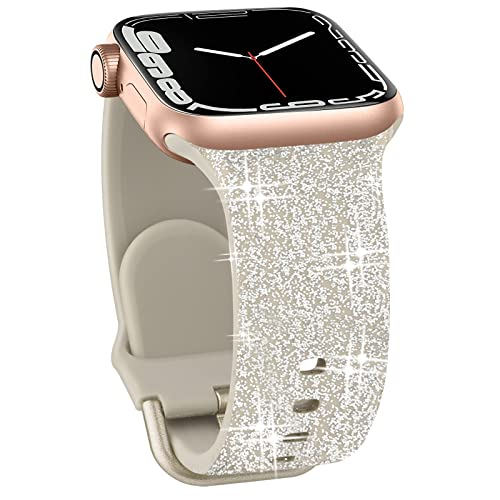 Foto 2 pulgar | Ieooviee Compatible Con La Banda Apple Watch 44 Mm 45 Mm 42 mm Women Glitter Bling Soft Silicone Sport B- Venta Int