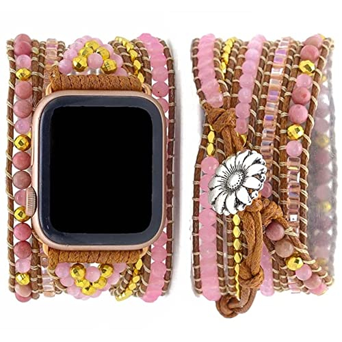 Foto 2 pulgar | Correa Somesame para Apple Watch Band 41/40/38 mm Boho Beads Pulseras Multicapa 5 Envolturas -Venta Internacional