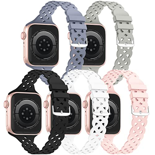 Venta Internacional - Adoptar Las Bandas De Silicona De Encaje De 5 Paquetes Compatibles Con La Banda Apple Watch
