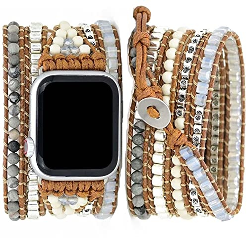 Foto 2 pulgar | Pulseras Multicapa 5 Envolturas De Somesame Compatible Con Apple Watch Band 41mm 40 Mm 38 Mm Boho Beads - Venta Int