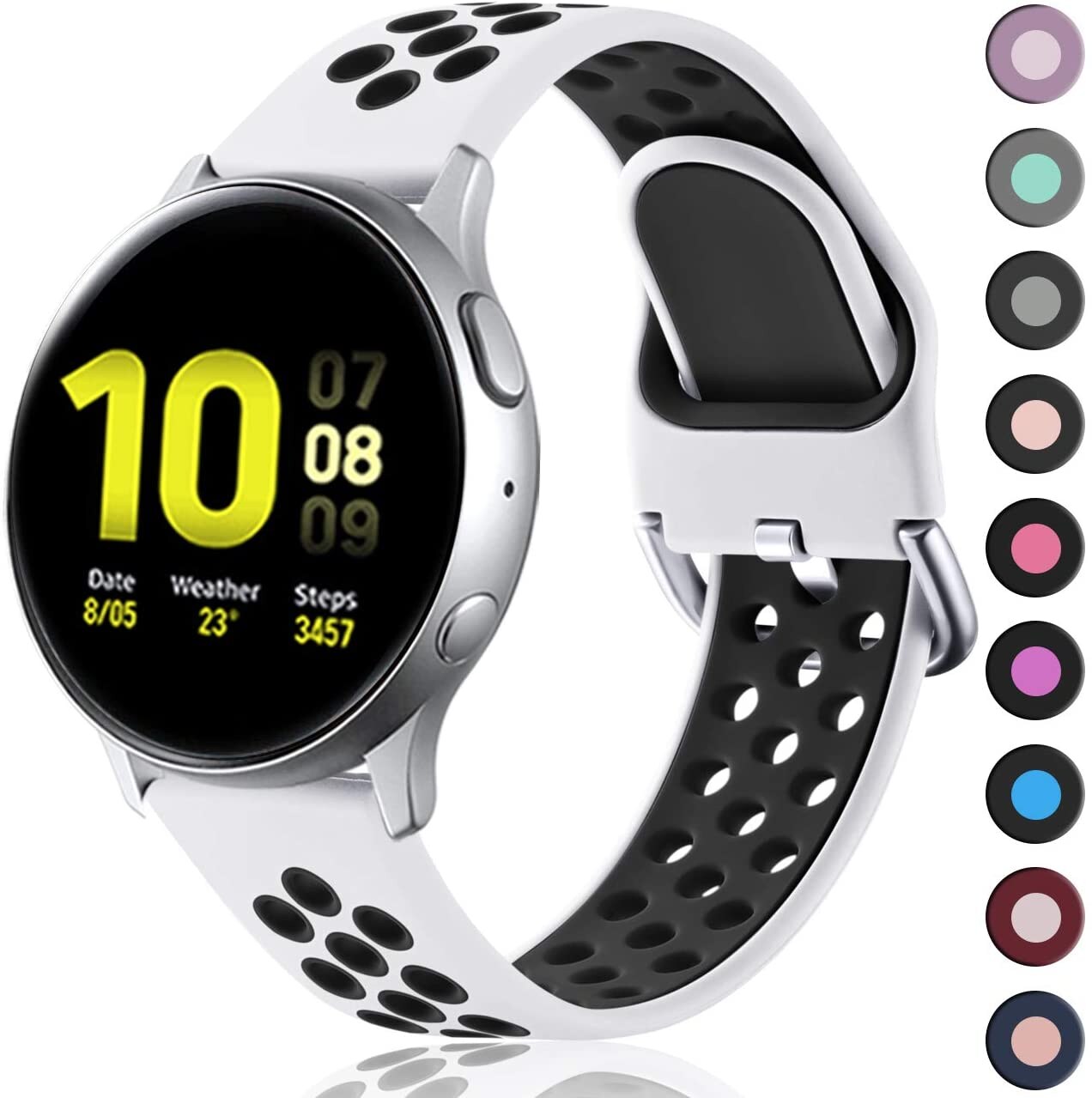 Bandas de Lerobo para Samsung Galaxy Watch Active 2 40 mm 44 mm y Activo 20 mm Soft Silicone Watch Band G - Venta $337