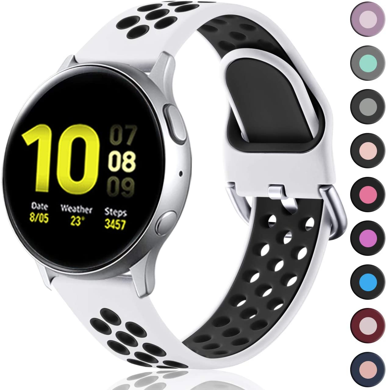 Foto 2 pulgar | Bandas de Lerobo para Samsung Galaxy Watch Active 2 40 mm 44 mm y Activo 20 mm Soft Silicone Watch Band G - Venta