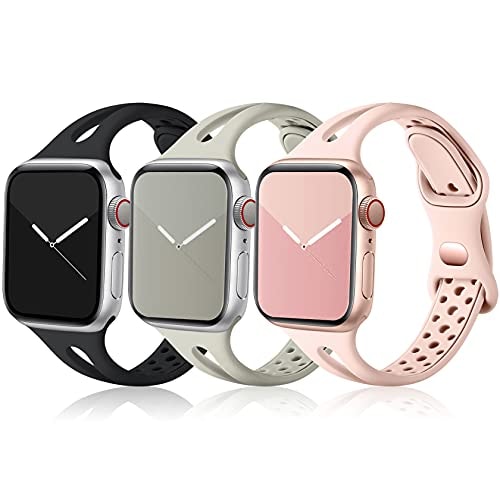 Venta Internacional - Ouwegaga Compatible Con La Banda De Apple Watch 38 Mm 40 Mm 41 Mm, Silicona Suave Estrecha $373