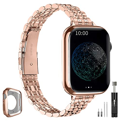 Foto 2 pulgar | Venta Internacional - Banda De Apple Watch Apple Watch De Oro Rosa Qundaxi Con Apple Watch 41 Mm 45 Mm 42 Mm 44 Mm