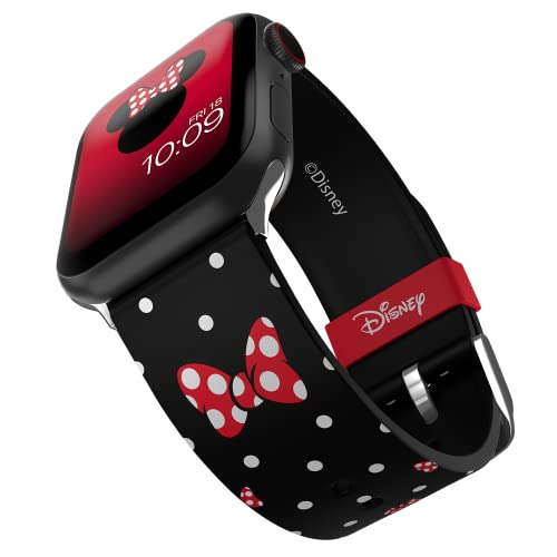 Venta Internacional - Disney - Banda De Reloj Inteligente Minnie Mouse Polka Noir - Oficialmente Con Licencia, Co