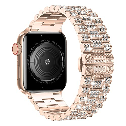 Foto 2 pulgar | Venta Internacional - Wolait Compatible Con Apple Watch Band 38/40/41 Mm, Women Bling Diamond Rhinestone Metal St