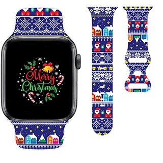 Foto 1 | Banda de Reloj Navideñas Compatibles con iWatch de 38mm 42mm y 44mm Estilo de Píxel de Santa - Venta Internacional