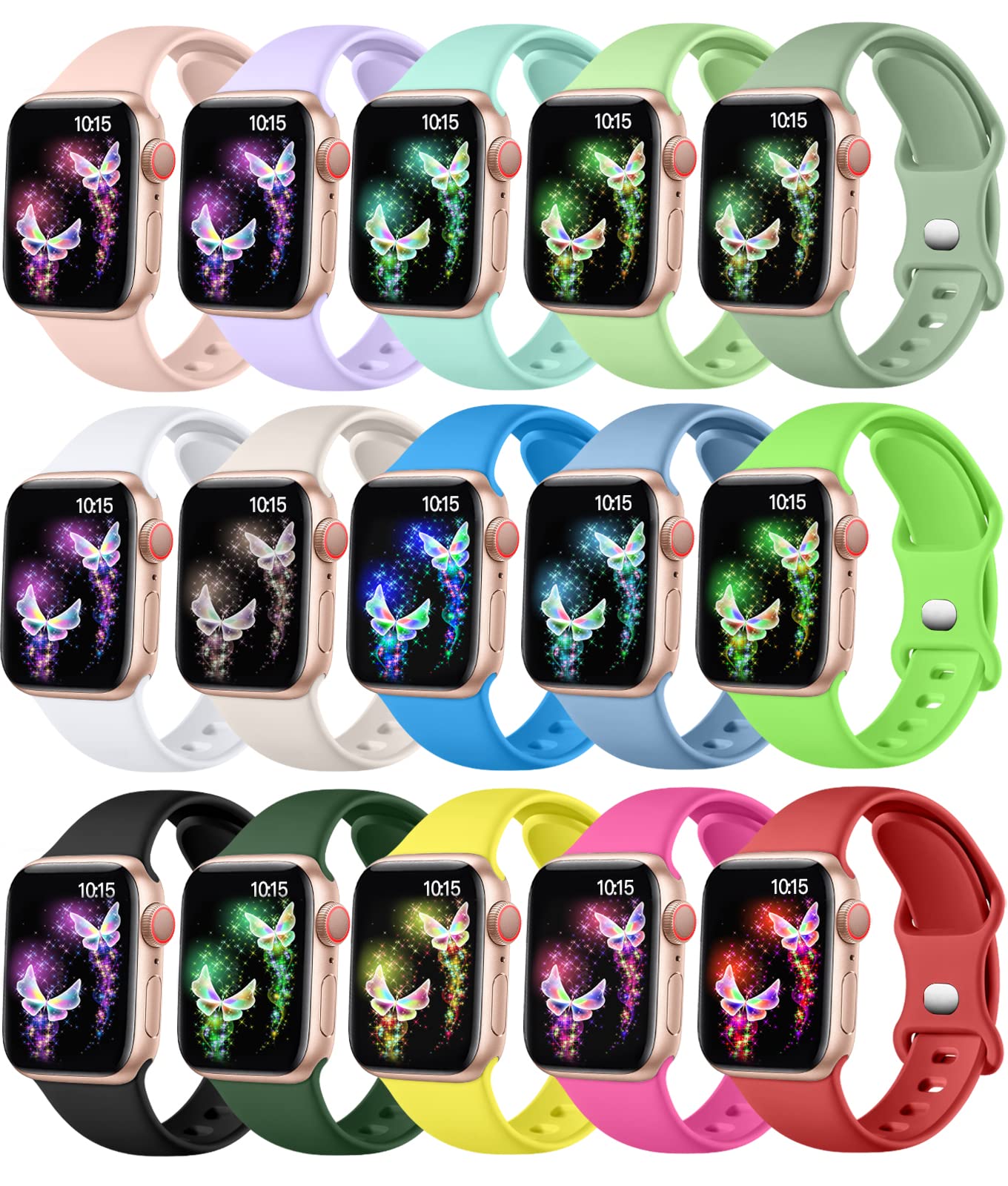 Foto 2 pulgar | Paquete Geak 15 para Apple Watch 40mm/38mm/41mm en Silicona Suave para Mujeres -  Venta Internacional