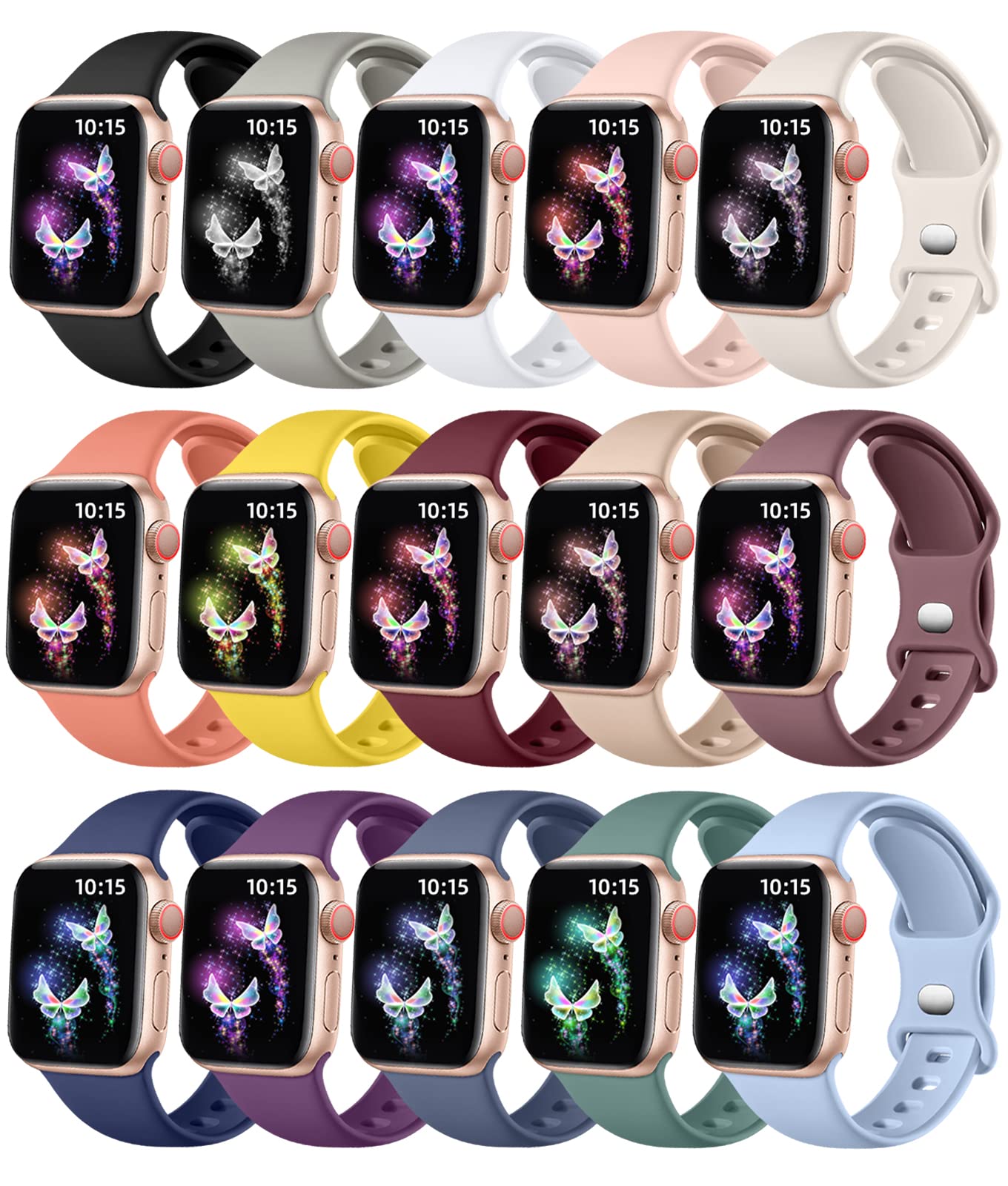 Foto 2 pulgar | Correas de Reloj Geak 15 Compatible con Apple Watch 44/ 42/ 44/ 38/ 41/ 45/ 49 mm 15 Piezas - Venta Internacional