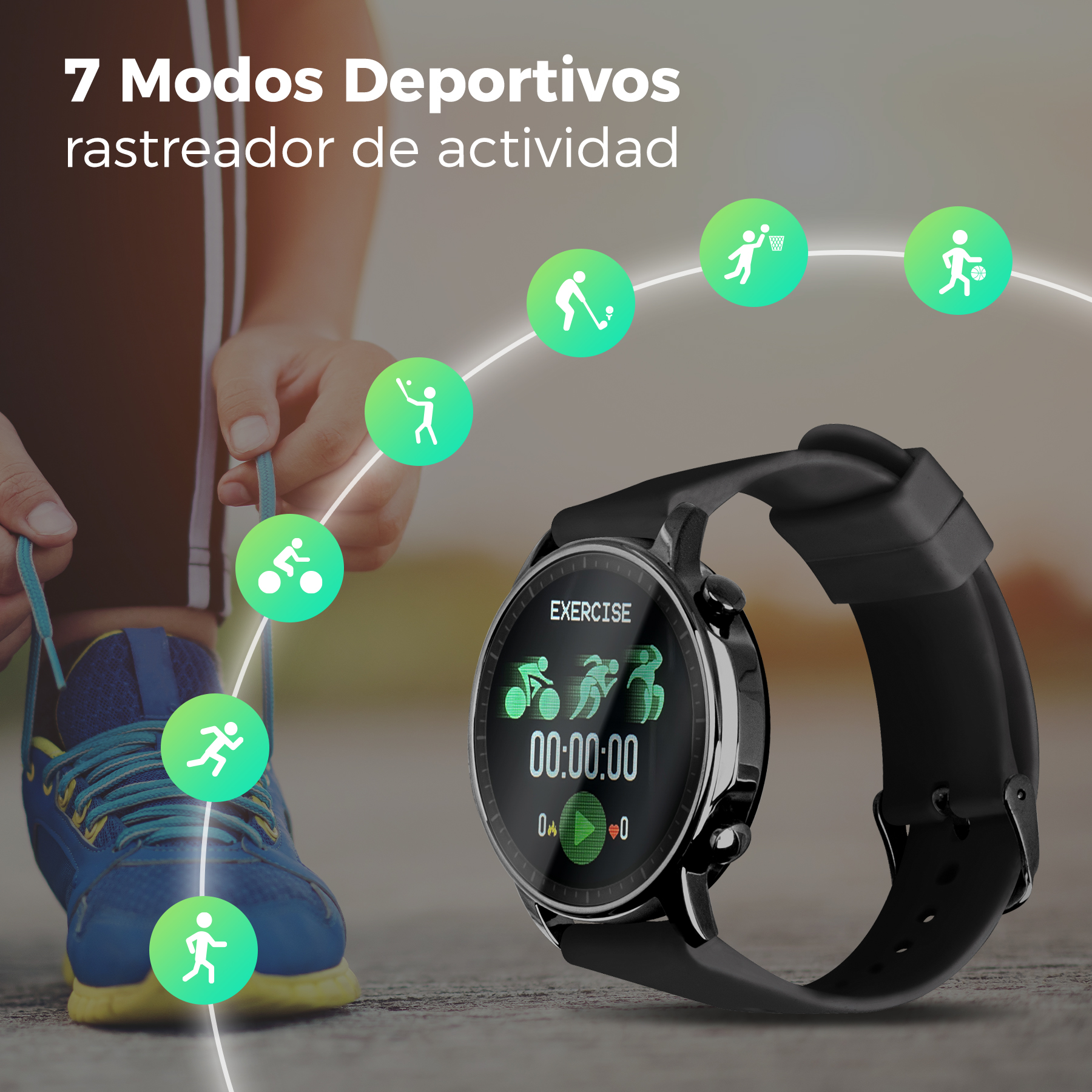 Foto 4 pulgar | Reloj Inteligente Smartwatch By Techzone Impermeable Con 7 Modos Deportivos color Negro