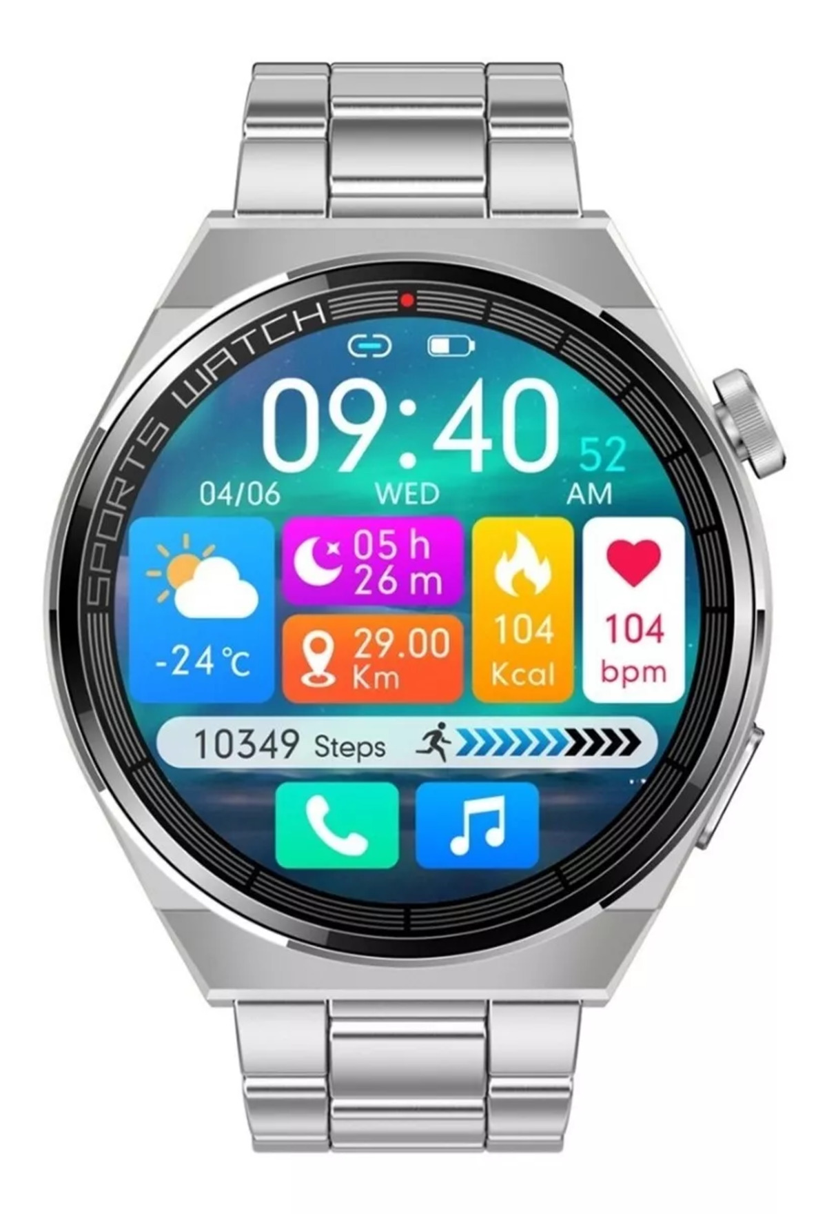 Foto 4 pulgar | Smartwatch Fralugio Kt62 Metal Full Touch color Plata