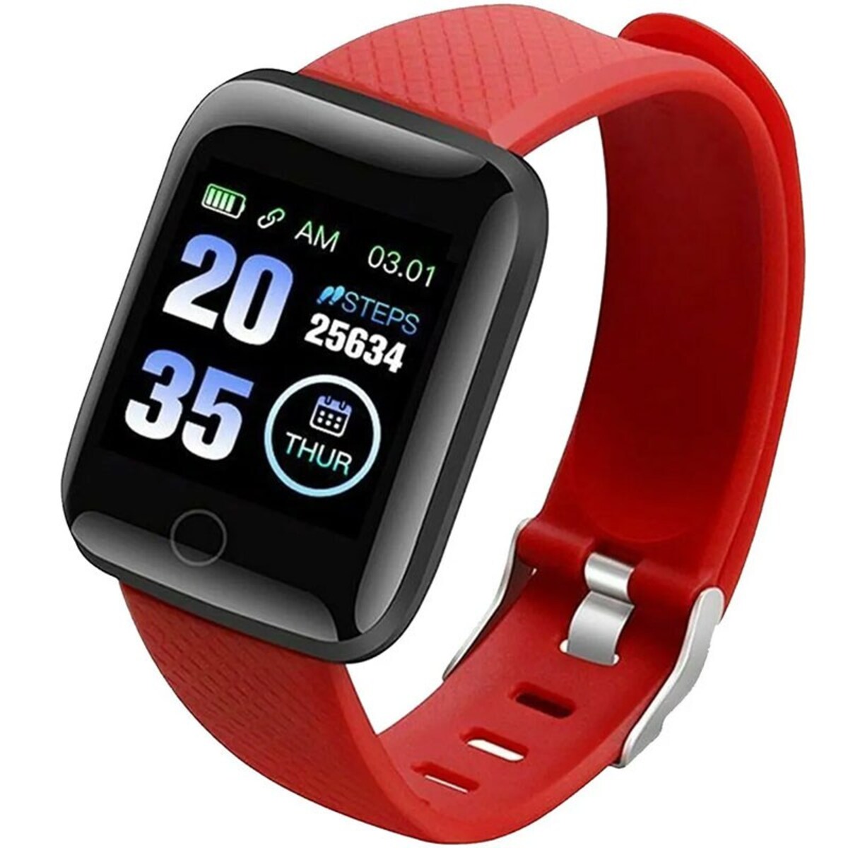 Foto 2 pulgar | Smartwatch Fralugio 116 Plus color Rojo Podómetro y Monitores de Salud Notificaciones