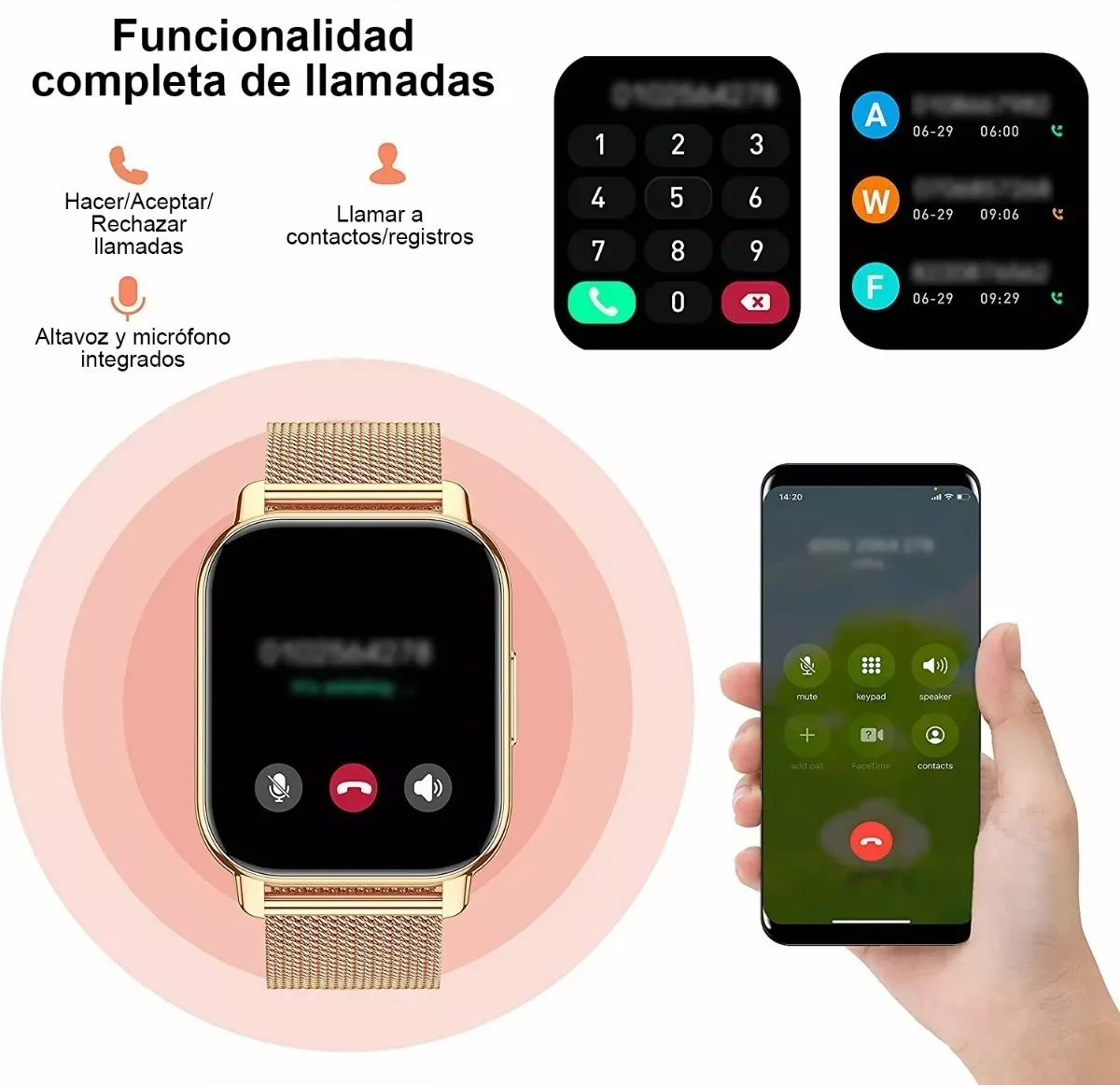 Foto 3 pulgar | Reloj Inteligente BELUG color Oro Rosa Impermeable Smartwatch de 1.85 para Dama