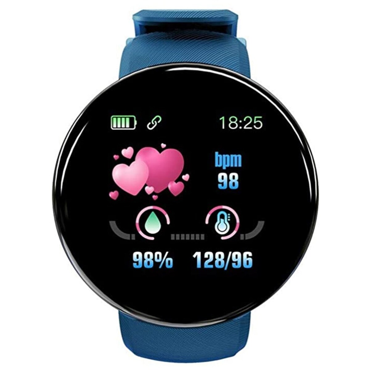 Foto 2 pulgar | Smartwatch Fralugio D18 color Azul Monitor Cardiaco