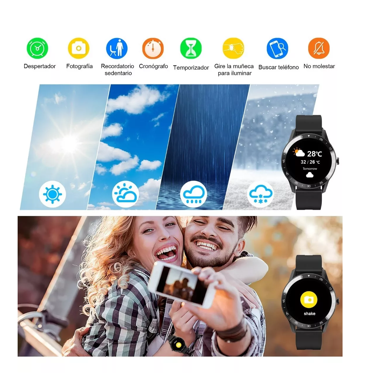 Foto 4 pulgar | Reloj Inteligente BELUG color Negro Bluetooth Impermeable para Hombre