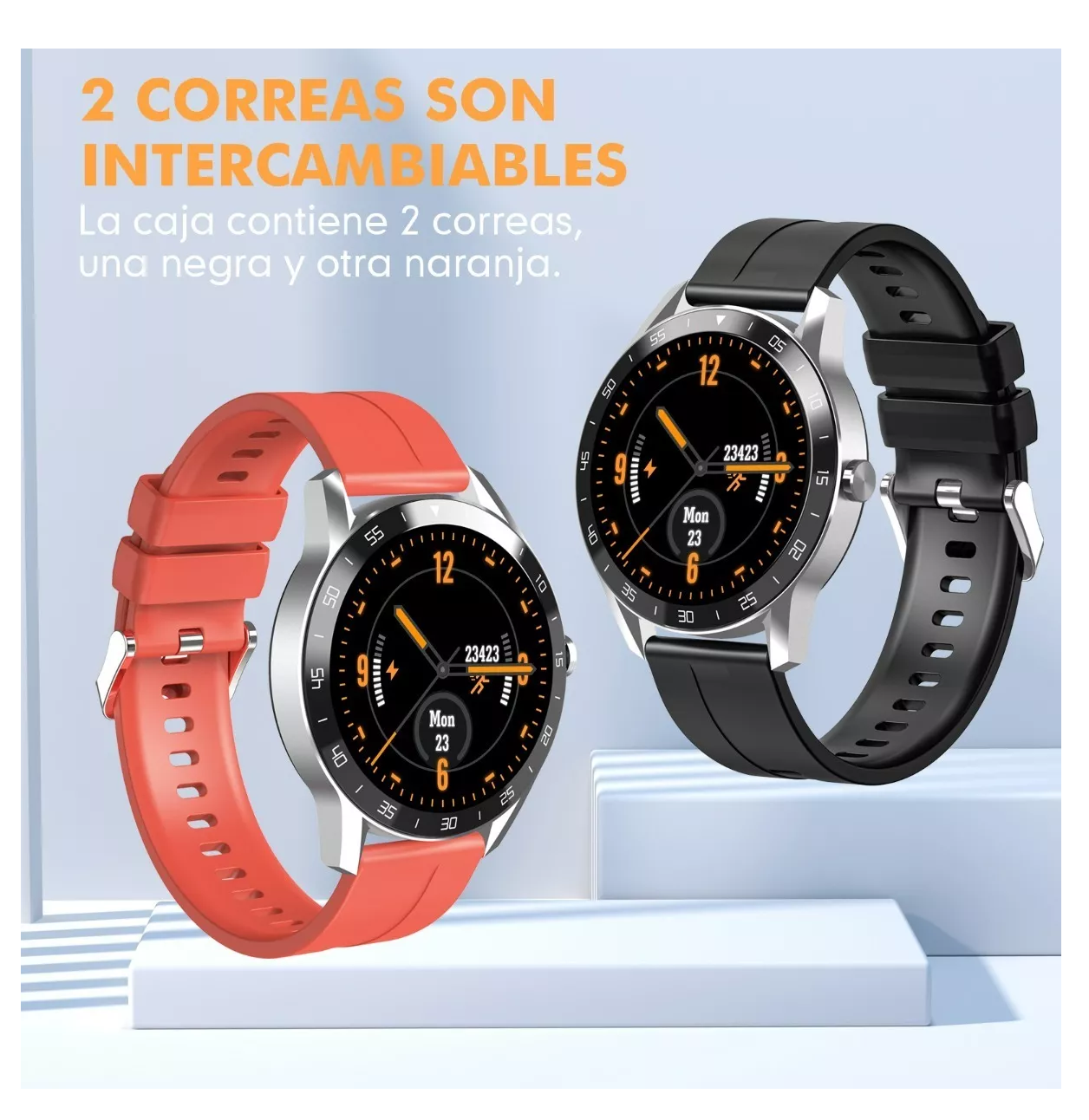 Foto 2 | Reloj Inteligente BELUG color Negro con Plata Bluetooth Impermeable para Hombre