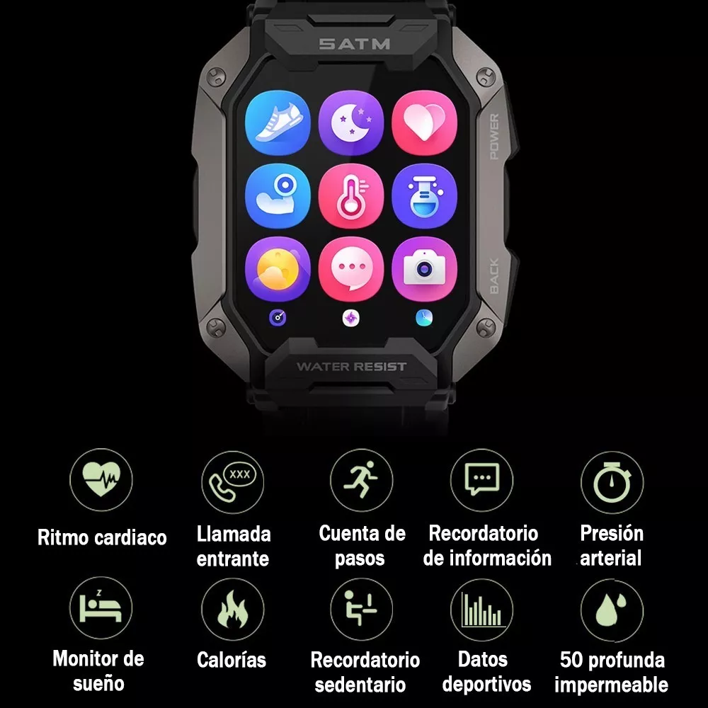 Foto 6 pulgar | Reloj Inteligente Belug Bluetooth 5atm Impermeable color Negro