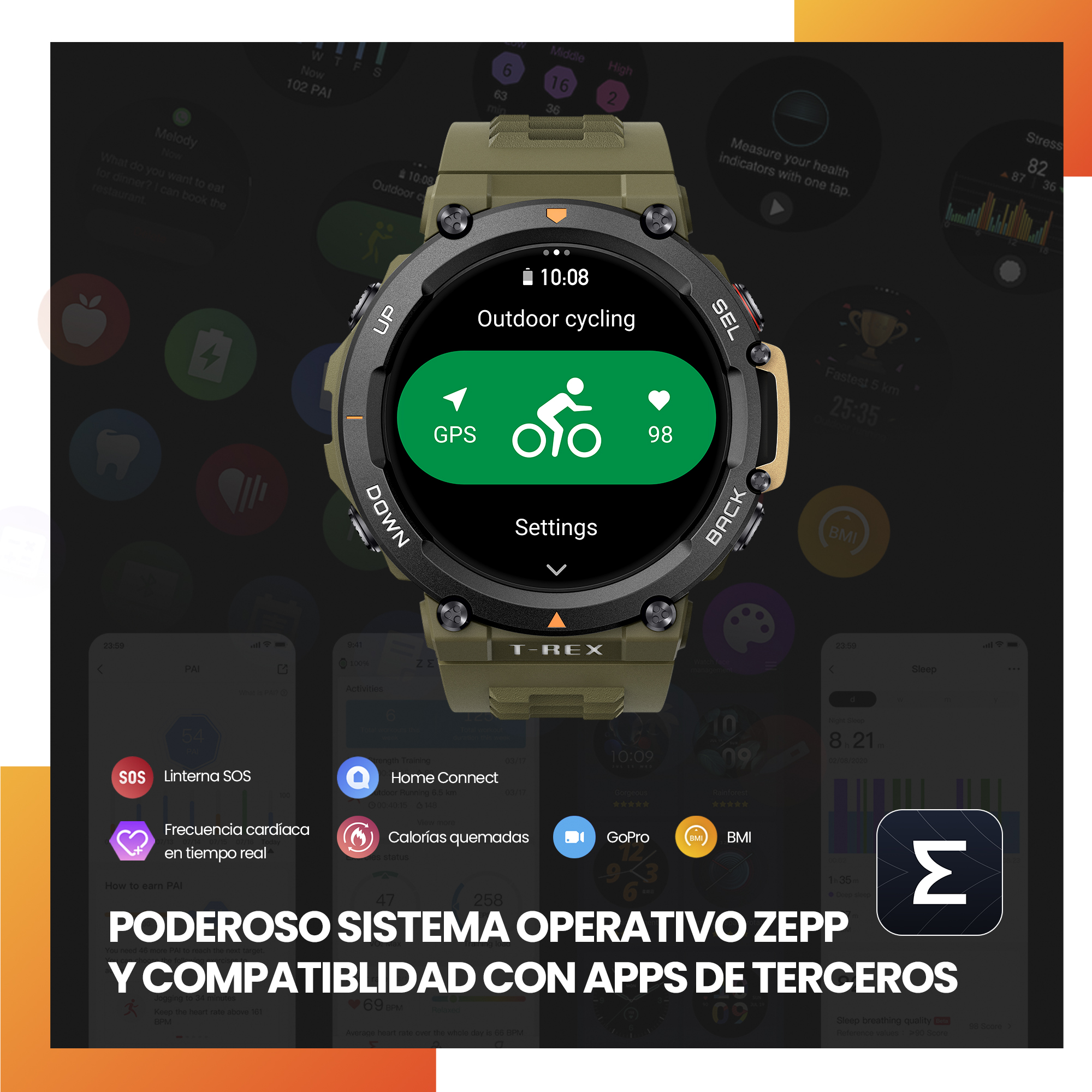 Foto 9 pulgar | Smartwatch Amazfit T Rex 2 con Gps Autonomía 24 Días color Beige