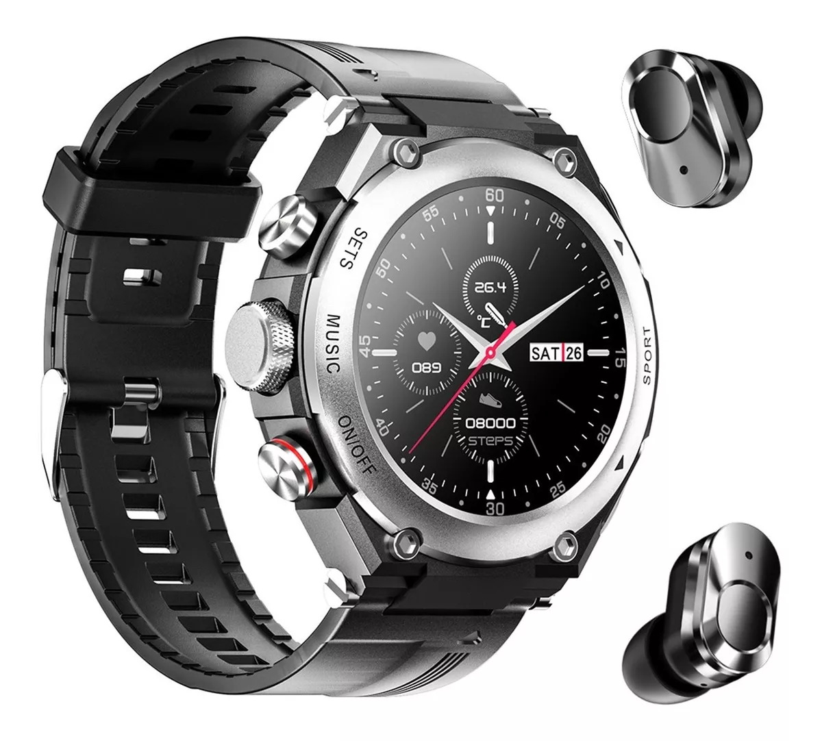 Smartwatch Fralugio T92 color Negro TWS + Audífonos