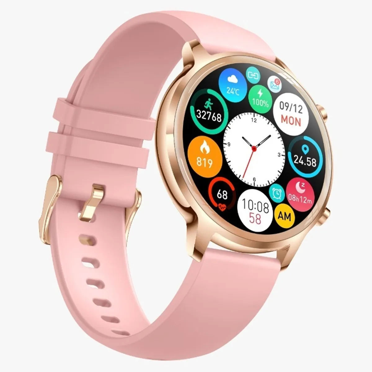 Smart Watch Fralugio  T18 De Lujo Para Dama Rosa