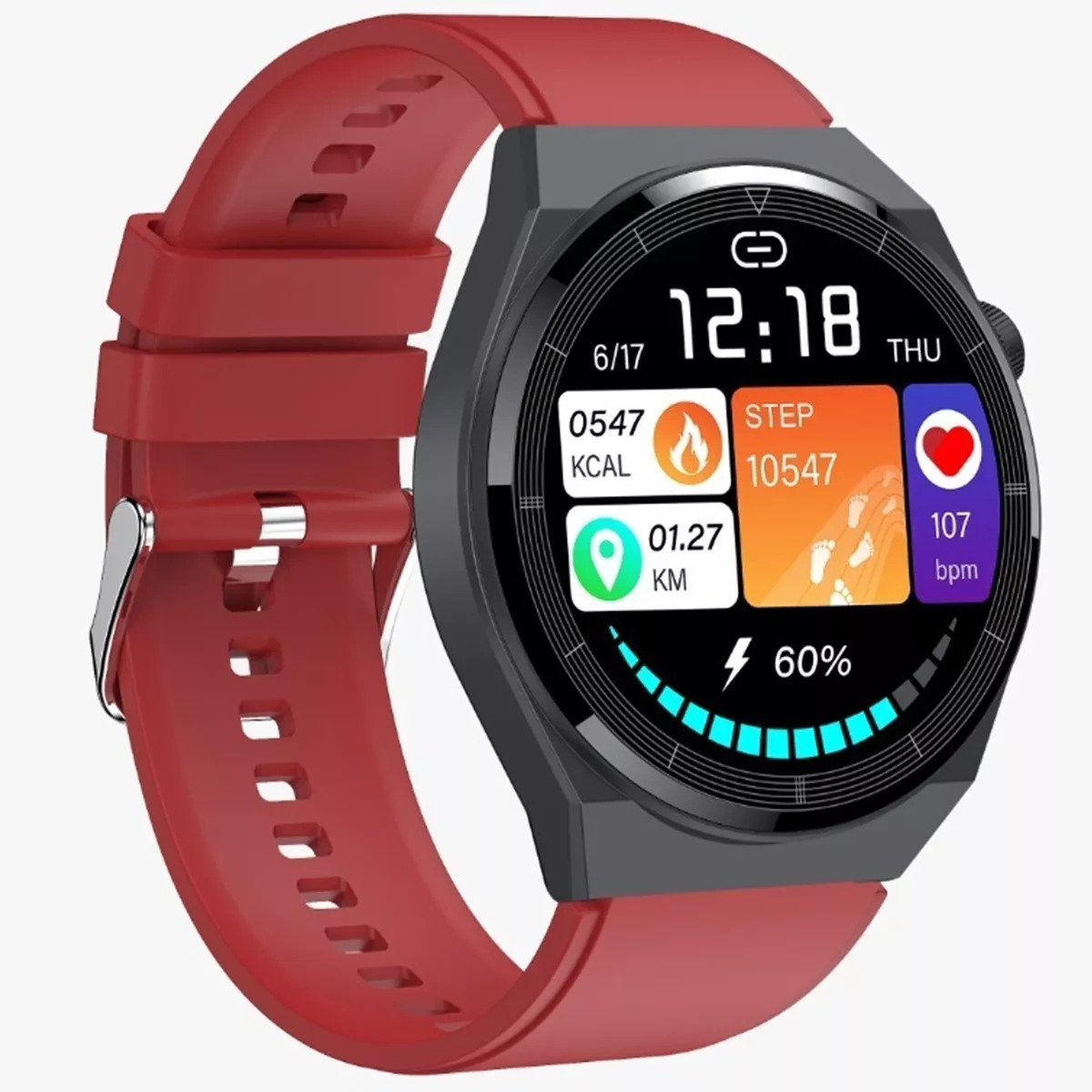 Foto 2 pulgar | Smartwatch Fralugio T88 Full Touch Ips Hd color Rojo