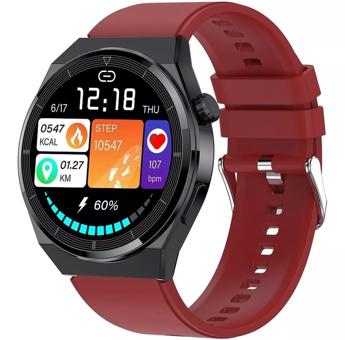 Foto 3 pulgar | Smartwatch Fralugio T88 Full Touch Ips Hd color Rojo