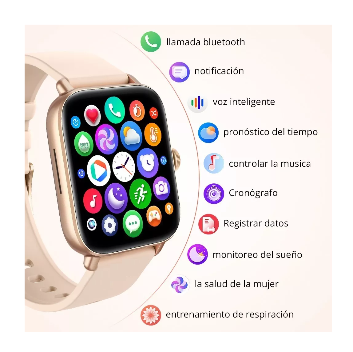 Foto 2 | Reloj Inteligente BELUG color Rosa con Bluetooth