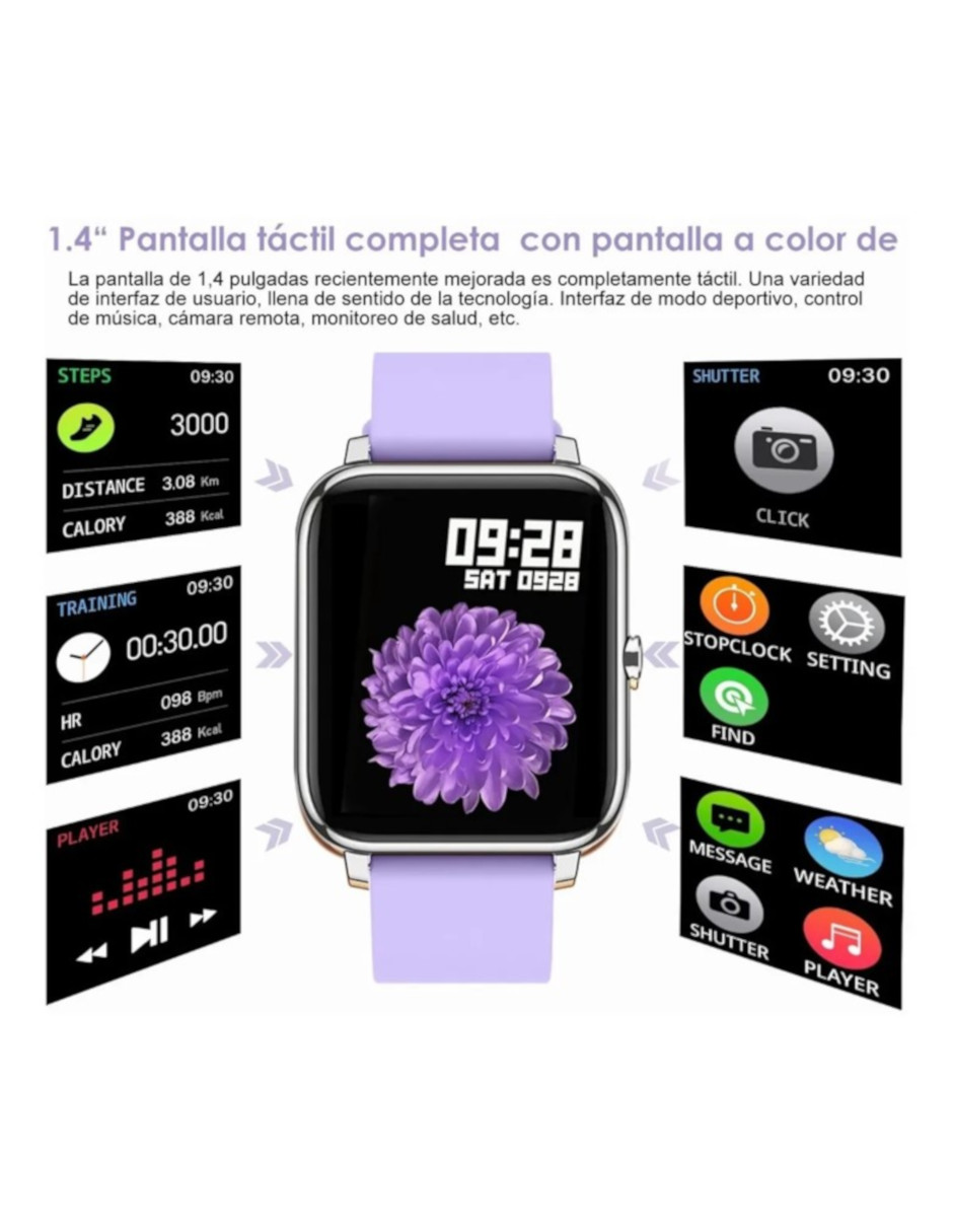 Foto 3 pulgar | Reloj Inteligente Petukita Box P-22 color Púrpura Bluetooth Deportivo