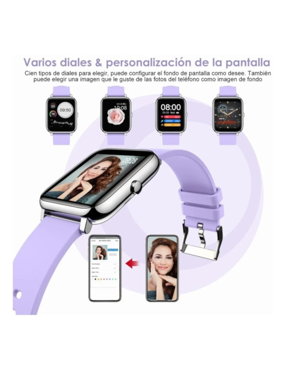 Foto 4 pulgar | Reloj Inteligente Petukita Box P-22 color Púrpura Bluetooth Deportivo