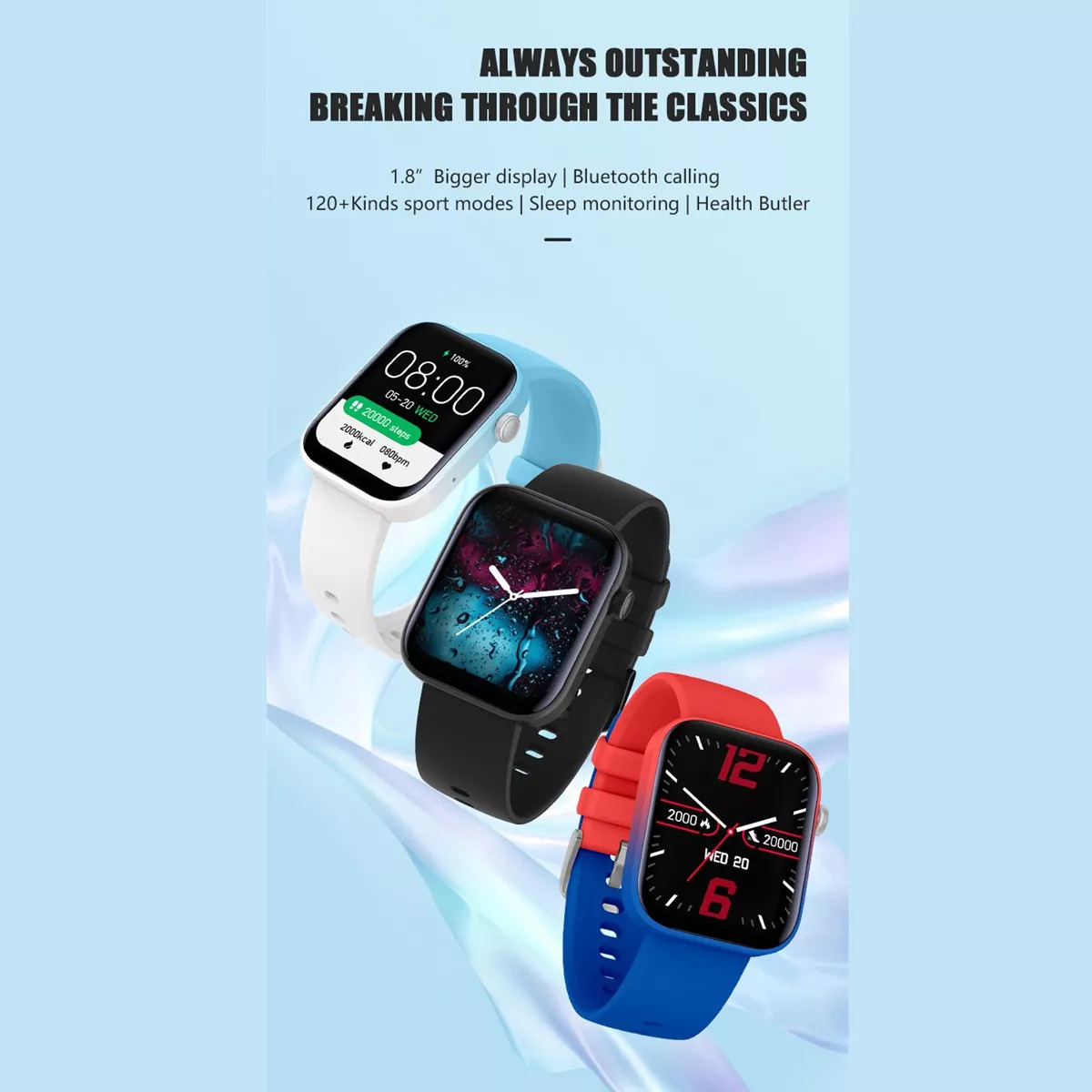 Foto 5 pulgar | Smart Watch Fralugio Sport P43 Full Touch HD Ejercicio P43 color Azul y Rojo