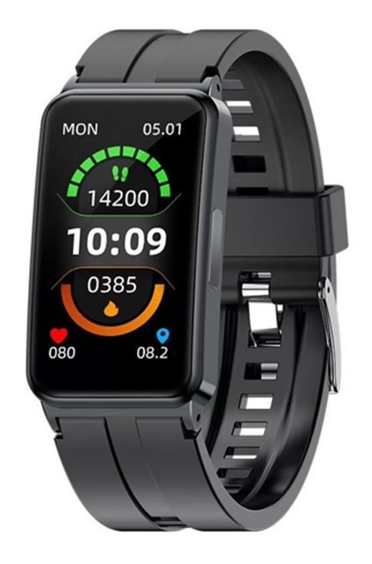 Smart Watch Fralugio Ep01 Mide Glucosa Ecg Hr Bp Bpo2 color Negro