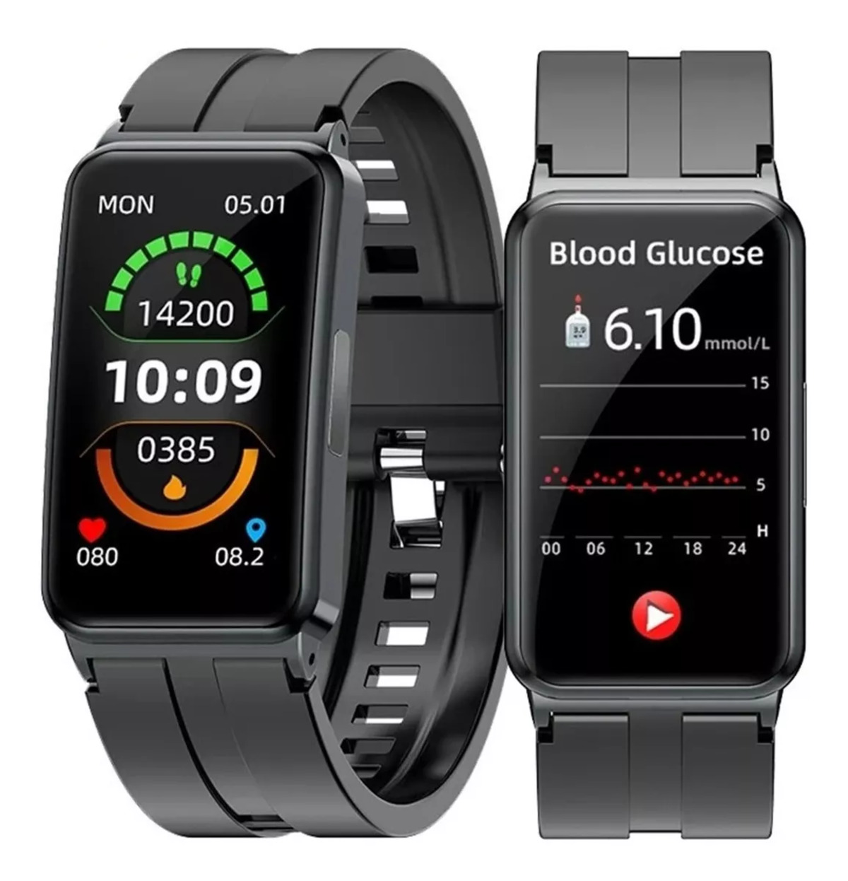 Foto 3 pulgar | Smart Watch Fralugio Ep01 Mide Glucosa Ecg Hr Bp Bpo2 color Negro