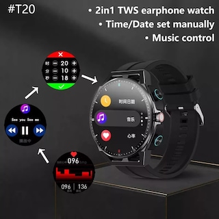 Foto 4 | Smart Watch Fralugio T20 -2 en 1 color Negro con Audífonos TWS HIFI
