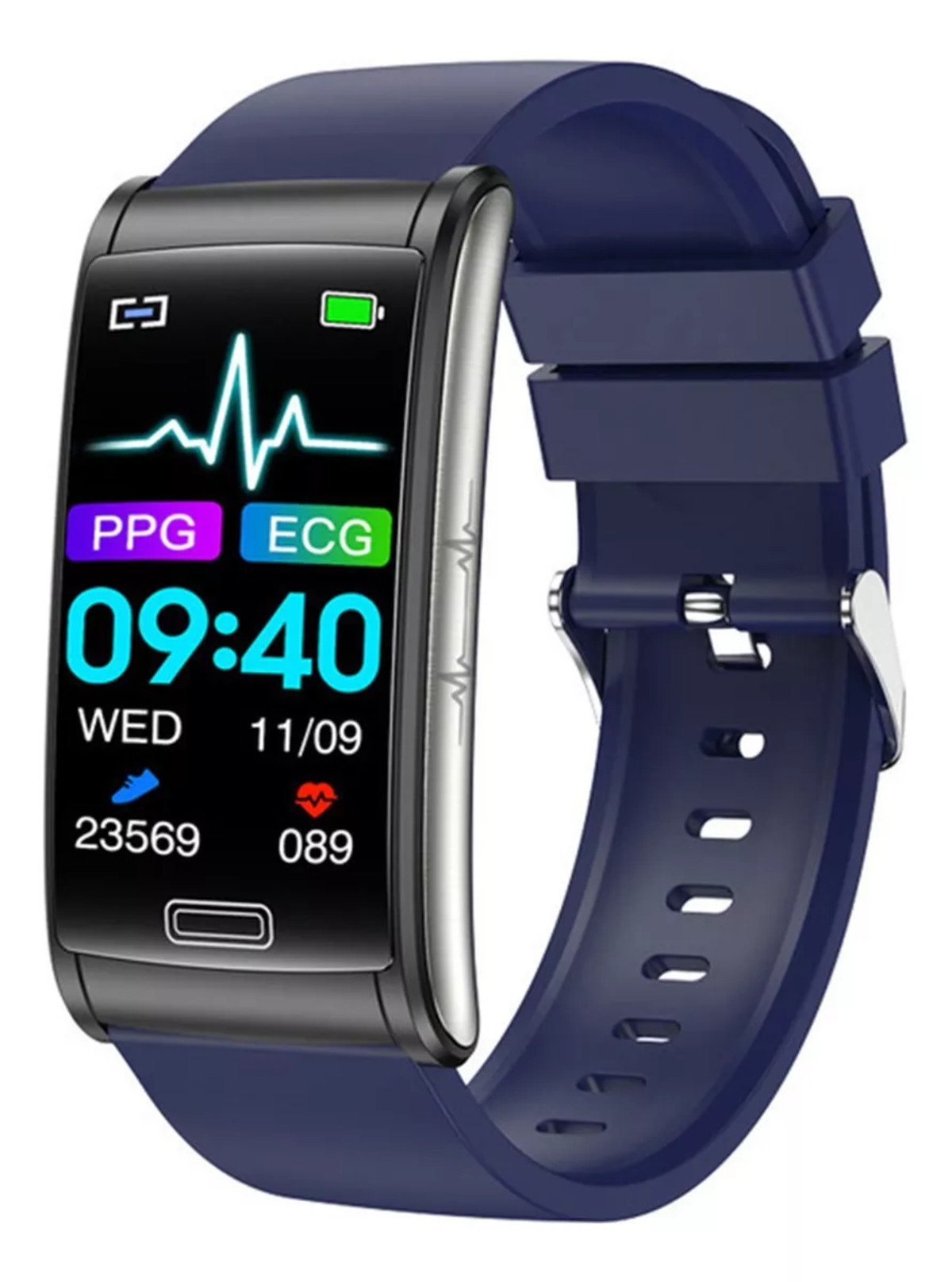 Foto 2 pulgar | Smartwatch Fralugio E600 color Azul Mide Glucosa BP HR SPO2 ECG Silicon