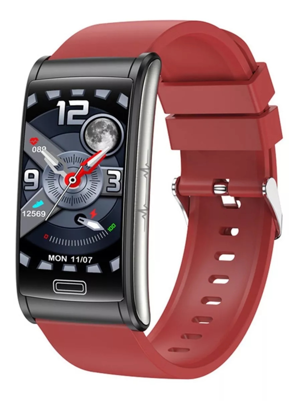 Foto 2 pulgar | Smartwatch Fralugio E600 color Rojo Mide Glucosa Bp Hr Spo2 Ecg